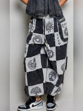 #1506 POL Celestial Patchwork Boho Jogger Pants